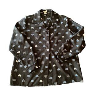 Vintage 70s Alex Colman Sportswear Button Up Shirt Women's S/M Clover Blouse Top